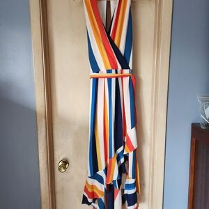 Julia Jordan Colorful Striped High Low Dress